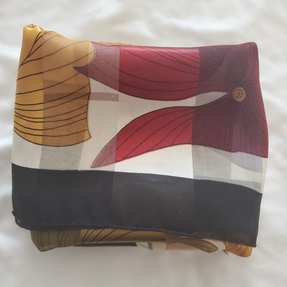 VTG ART SCARF SILKY ALL OVER ABSTRACT FLORAL - Picture 10 of 12